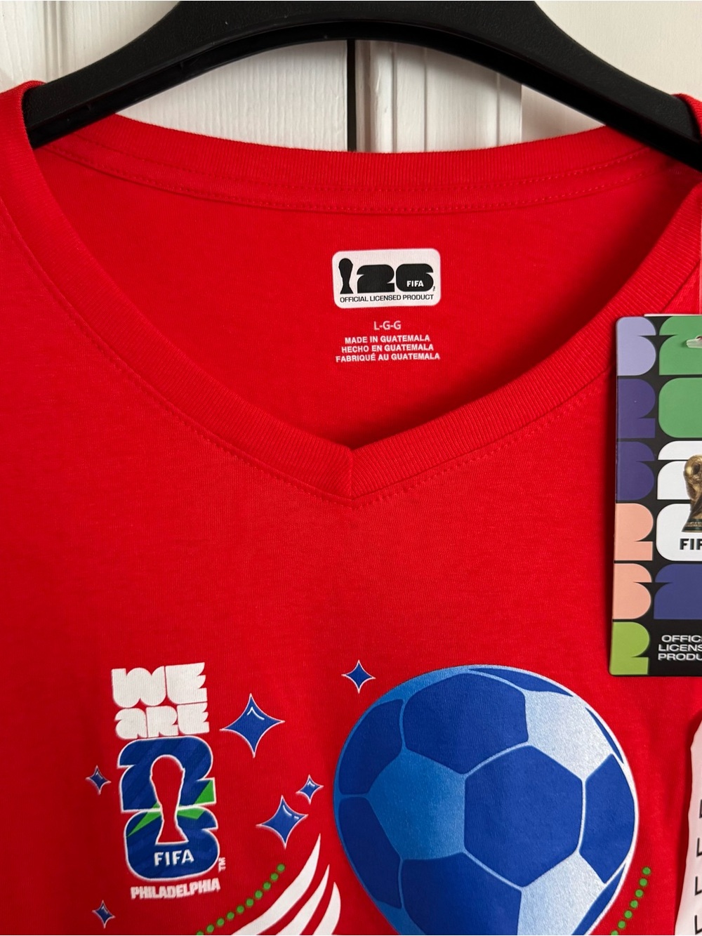 FIFA World Cup 2026 Philadelphia We Are Philadelphia Womens V Neck Tee L NWT Red - Picture 7 of 16
